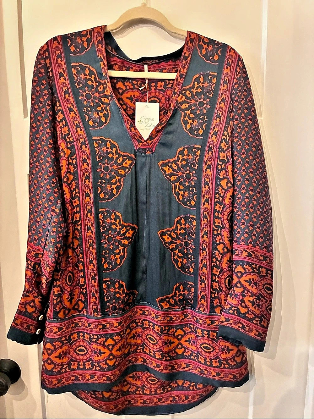 Free People Count Me In Tunic Top Blue & Orange